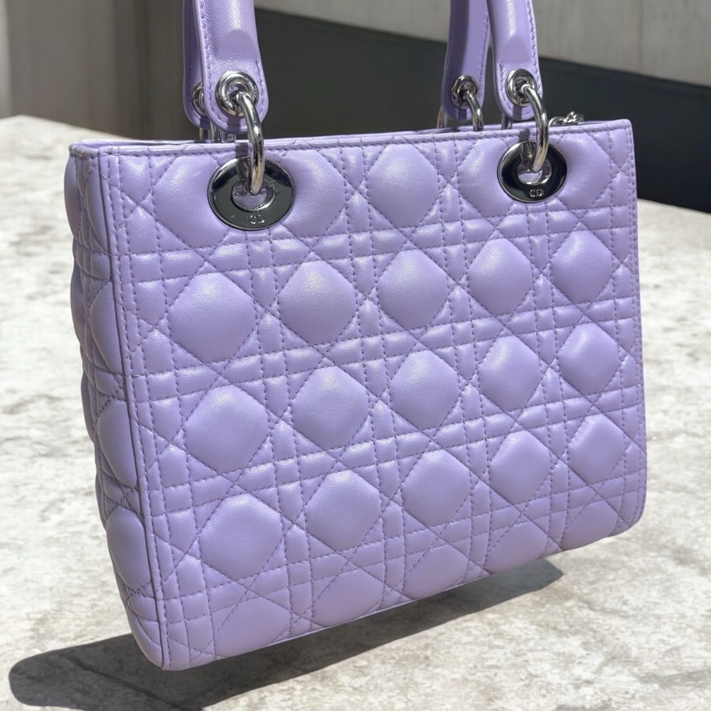 Christian DIOR Lavender Cannage Lady Dior Bag - Picture 5 of 13